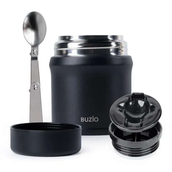Buzio Kids Stainless Steel Food Container 350ML - Black